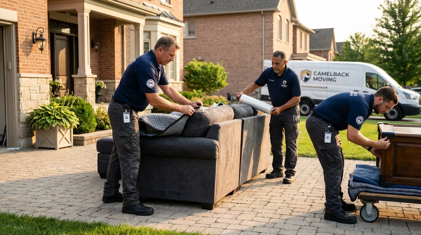 Large estate moving crew wrapping furniture in Cape Charles, VA