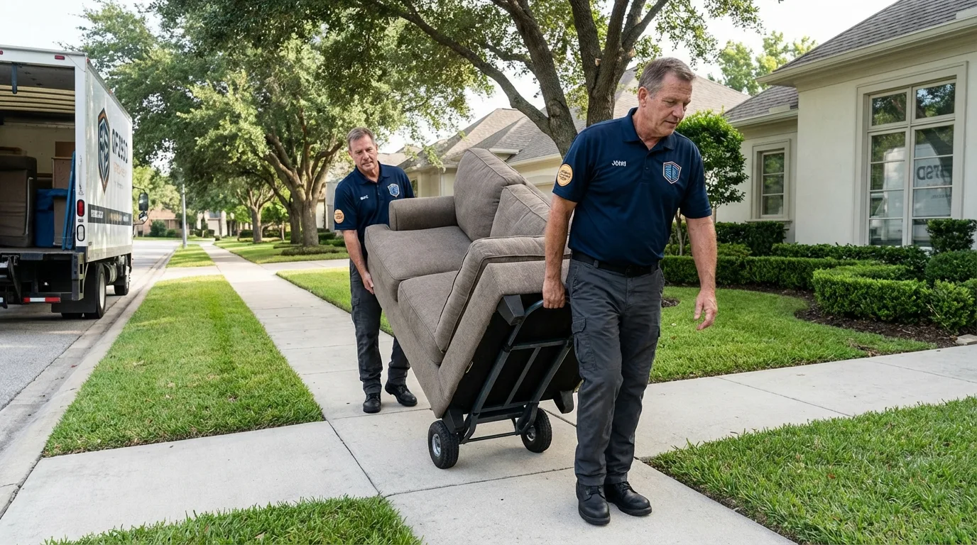Local residential moving crew loading furniture in Cape Charles, VA