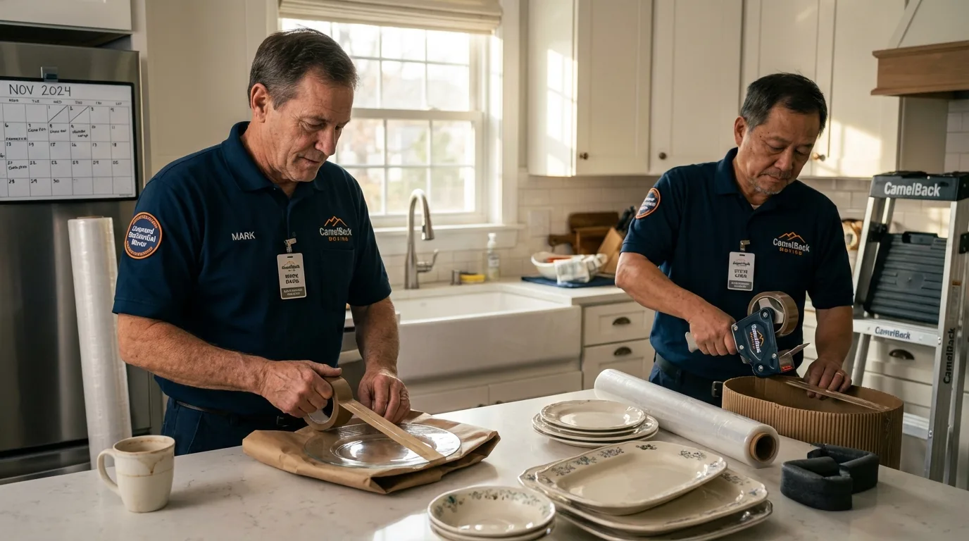 Professional crew packing kitchen dishware in Cape Charles, VA